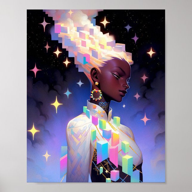 Modern Geometric Anime Girl Poster (Front)