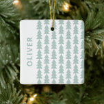 Modern geometric aqua blue Christmas tree graphic Ceramic Ornament<br><div class="desc">Modern geometric aqua blue and white Christmas tree bold minimal graphic holiday decor gift mug design.</div>