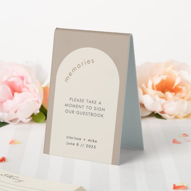 Modern Geometric Arch Beige Please Sign Guestbook (In SItu (Wedding))
