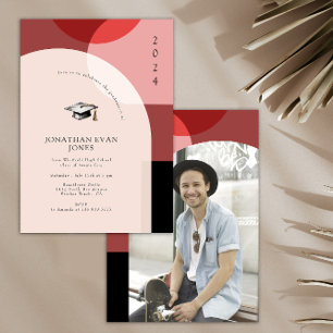 Modern Geometric Arch Custom Photo Graduation Invitation
