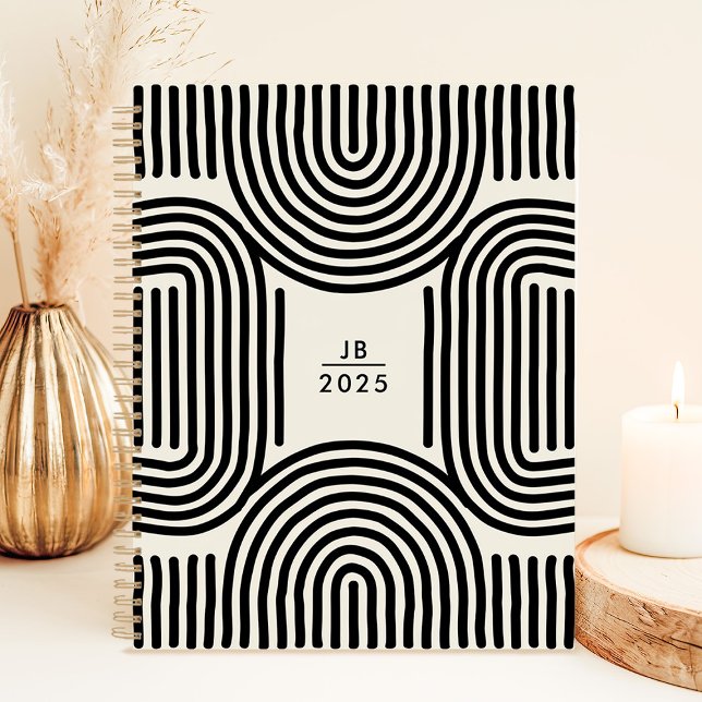 Modern Geometric Arch Lines 2025 Monogram Planner (Creator Uploaded)