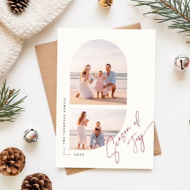 Modern Geometric Arch Photo Christmas Holiday Card (Creator Uploaded)