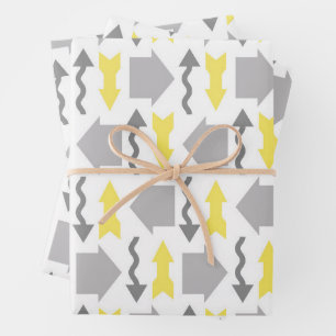 Modern Geometric Arrows & Houses Seamless Pattern Wrapping Paper Sheet
