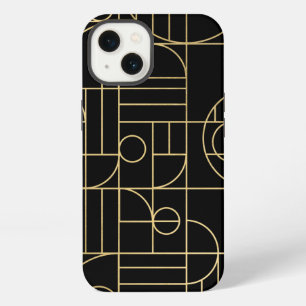 Modern Geometric Art Deco Faux Gold/Black iPhone 13 Case