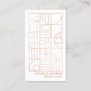 Modern Geometric Art Deco Faux Rose Gold Designer Business Card