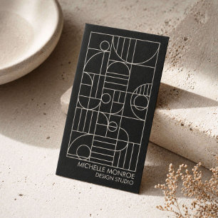 Modern Geometric Art Deco Grey/Black Designer Business Card