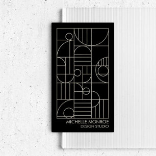Modern Geometric Art Deco Grey/Black Designer Business Card