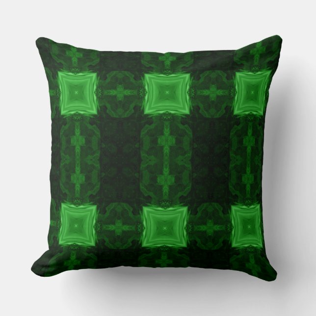 Modern Geometric Art Emerald Green Throw Pillow (Front)