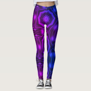 Modern geometric art hot pink purple leggings