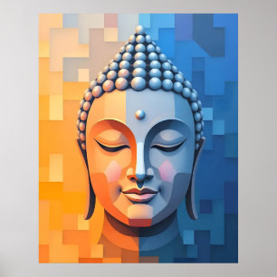 Modern Geometric Art   Meditating Buddha Poster