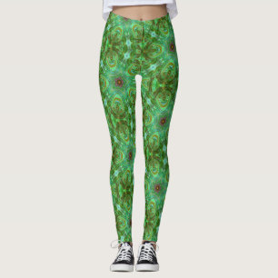 Modern Geometric Art Peacock Green Leggings