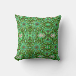 Modern Geometric Art Peacock Green Pillow