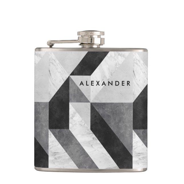 Modern Geometric Art Personalised Hip Flask (Front)