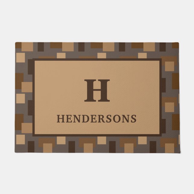 Modern Geometric Art Personalised Monogrammed Door Doormat (Front)