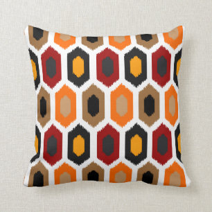 Modern Geometric Autumn Ikat Cushion