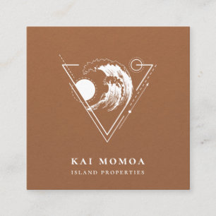 Modern Geometric Beach Wave Logo Square Business Card
