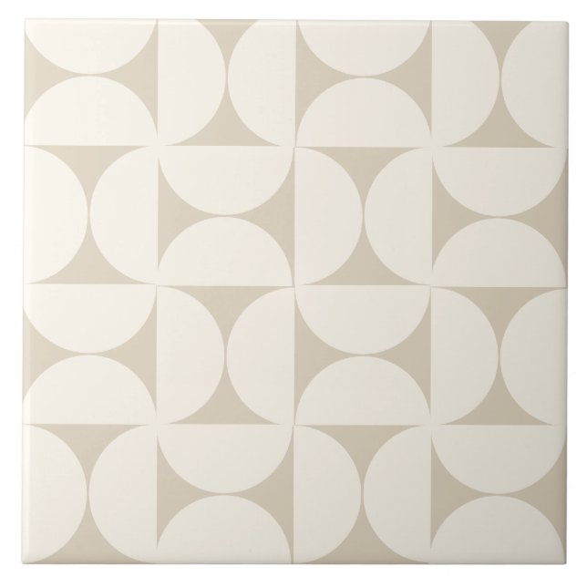 Modern Geometric Beige Semi circles Tile (Front)