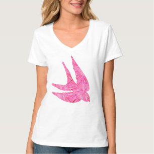 Modern Geometric Bird, Fuchsia and Light Pink T-Shirt