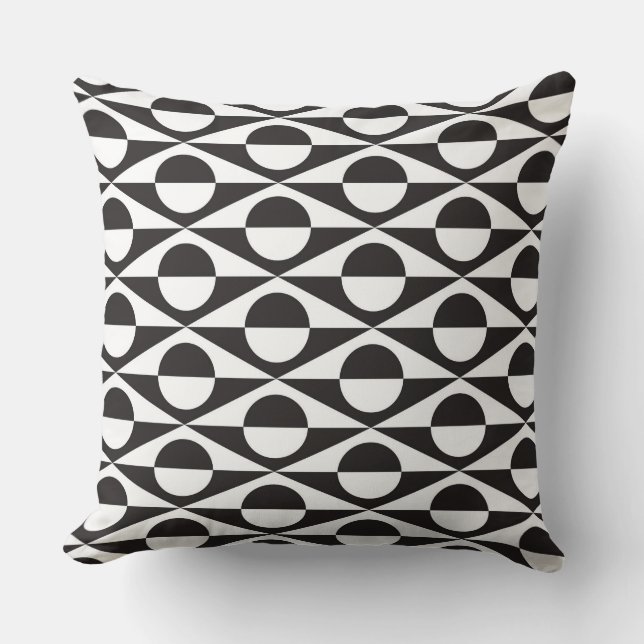 Modern geometric, black and white cushion (Front)