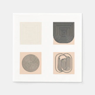 Modern Geometric Black-and-White Design Collection Napkin