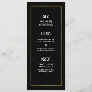 Modern Geometric Black and White Diamond Pattern Menu