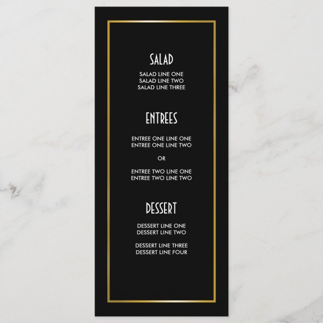 Modern Geometric Black and White Diamond Pattern Menu (Front)