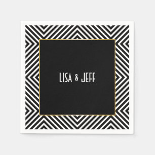 Modern Geometric Black and White Diamond Pattern Napkin
