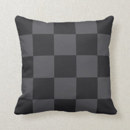 Modern Geometric Black Grey Bold Checkers Cushion