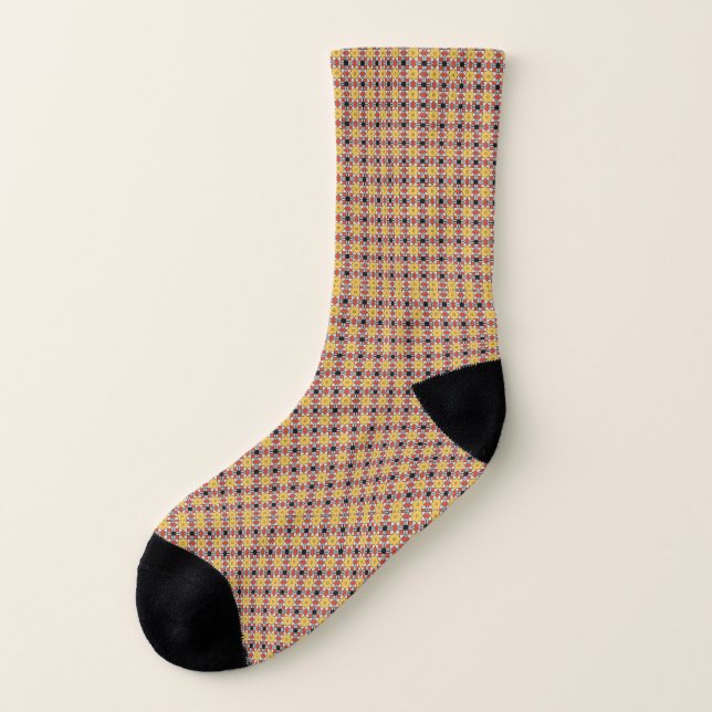 Modern Geometric Black, Red and Yellow Socks (Left Outside)