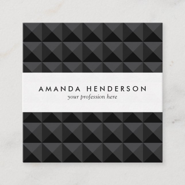 Modern Geometric Black Square Pattern Business Card (Front)