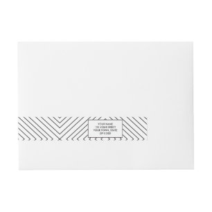 Modern Geometric Black Squares Pattern on White Co Wraparound Address Label