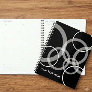 Modern Geometric Black White Circle Planner