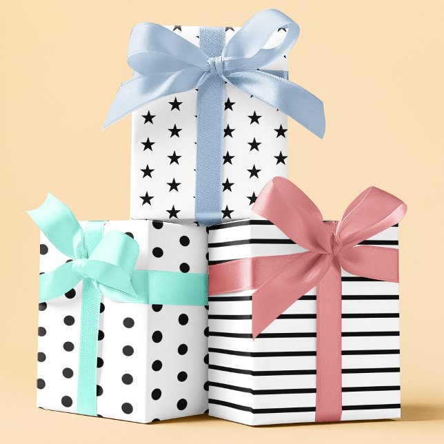 Modern Geometric Black & White Minimalist Birthday Wrapping Paper Sheet (Modern Geometric Black & White Minimalist Birthday Wrapping Paper Sheets
)