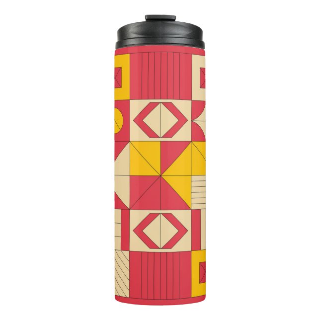 Modern Geometric Blocks Pattern Design Thermal Tumbler (Front)