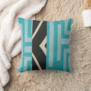 Modern Geometric (blue + black) 2-sided Cushion