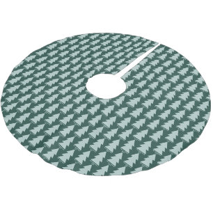 Modern geometric blue Christmas tree graphic Brushed Polyester Tree Skirt
