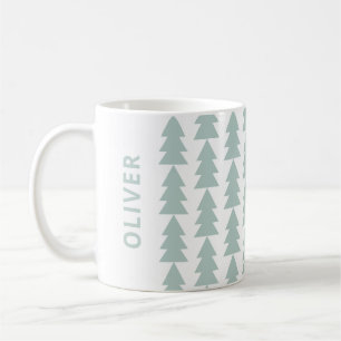Modern geometric blue Christmas tree graphic Coffee Mug
