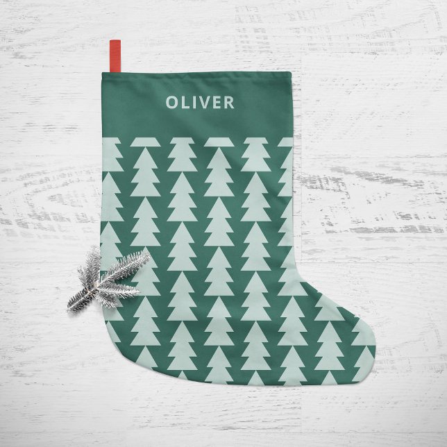 Modern geometric blue Christmas tree graphic Small Christmas Stocking (Creator Uploaded)