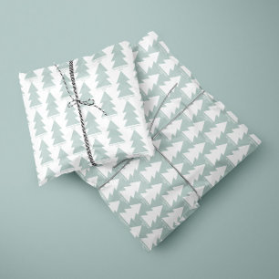 Modern geometric blue Christmas tree graphic Wrapping Paper