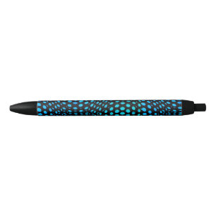 Modern Geometric Blue Dot Pattern Black Ink Pen