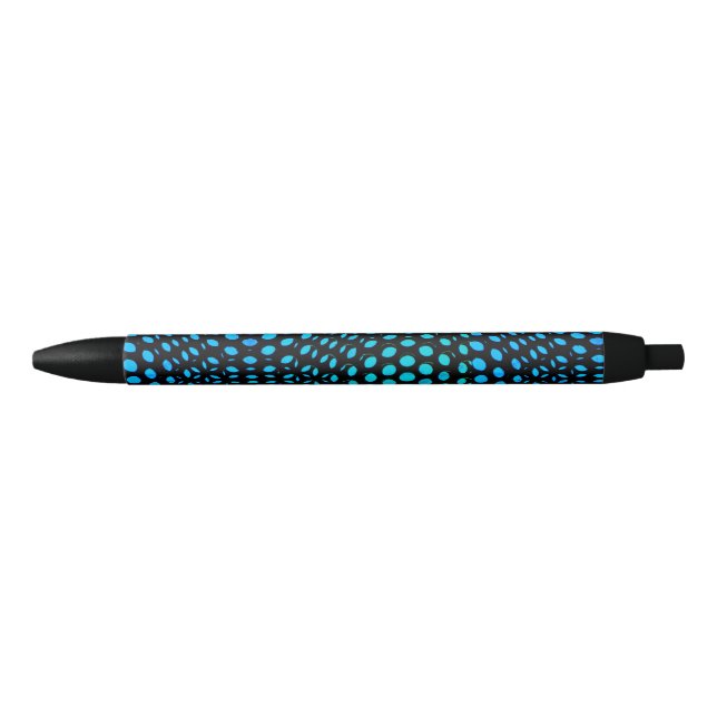 Modern Geometric Blue Dot Pattern  Black Ink Pen (Front)