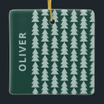 Modern geometric blue green Christmas tree graphic Ceramic Ornament<br><div class="desc">Modern geometric baby blue and green Christmas tree bold minimal graphic holiday decor gift mug design</div>