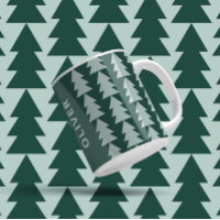 Modern geometric blue green Christmas tree graphic