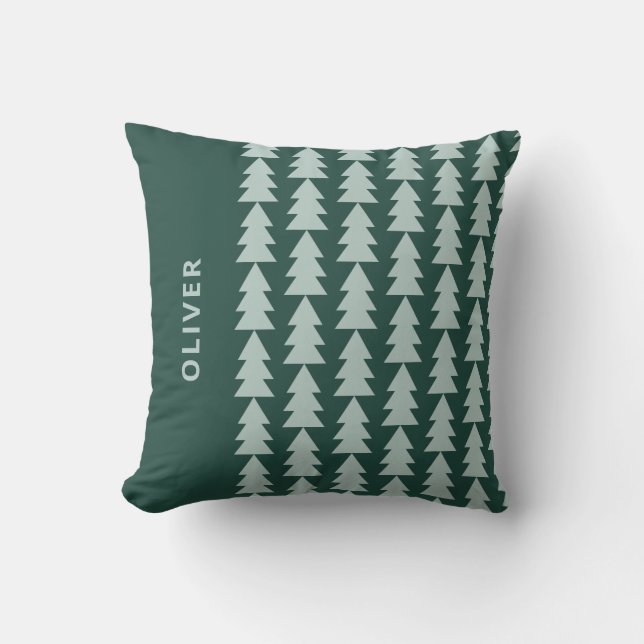 Modern geometric blue green Christmas tree graphic Cushion (Front)
