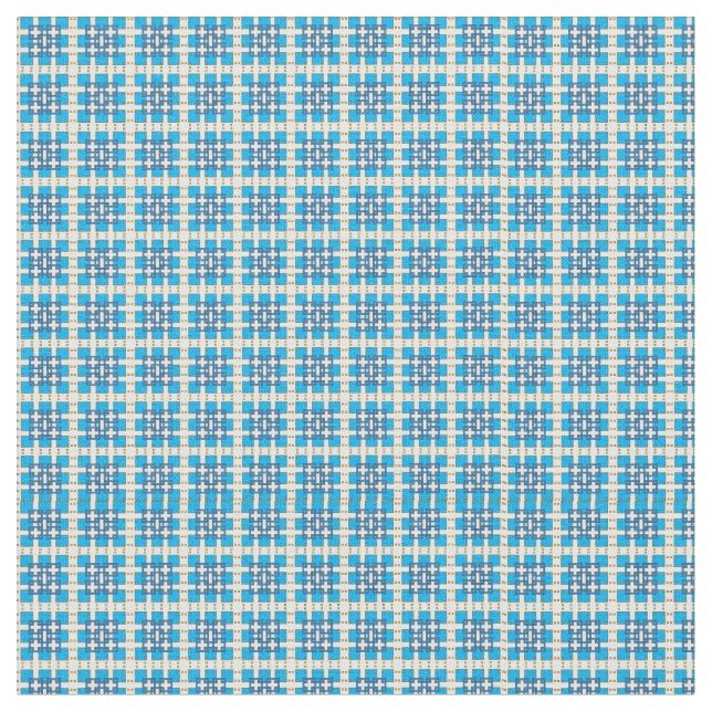 Modern geometric blue SEA squares pattern Fabric (Close Up)