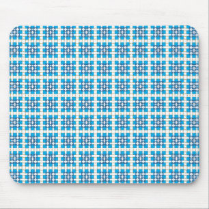 Modern geometric blue SEA squares pattern Mouse Mat