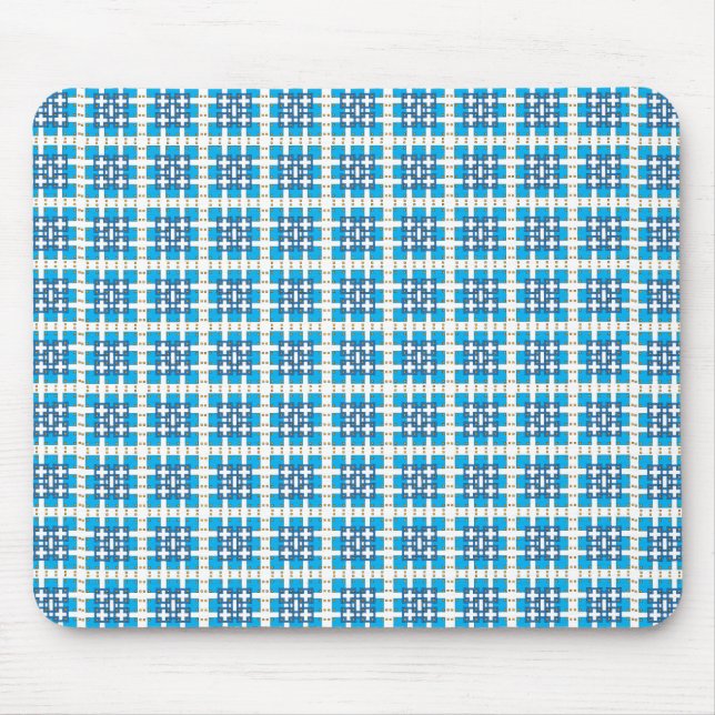Modern geometric blue SEA squares pattern Mouse Mat (Front)