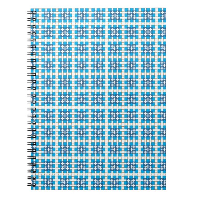 Modern geometric blue SEA squares pattern Notebook (Front)