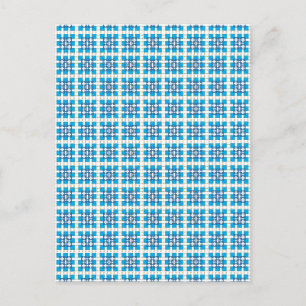 Modern geometric blue SEA squares pattern Postcard