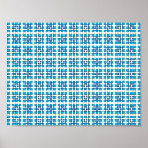 Modern geometric blue SEA squares pattern Poster